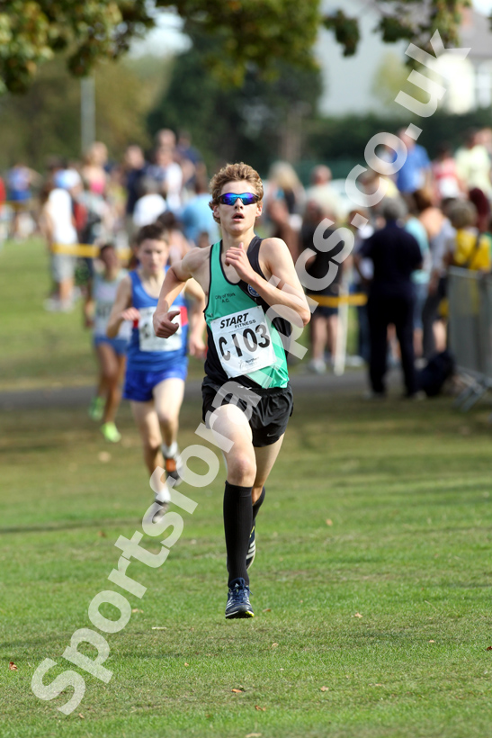 Joshua Schofield (City of York AC), under-15 boys, Northern Cross Country Relay, Graves Park, Sheffield.
